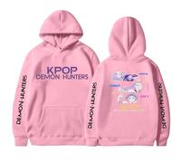 BCFSITNBH KPop Demon Hunters Hoodie Girls Y2k Pullover Huntrix Huntr/X Rumi Mira Zoey Jinu Hip Hop Streetwear Long Sleeve Hooded Sweatshirt for Kids 03-pink 110