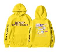 BCFSITNBH KPop Demon Hunters Hoodie Girls Y2k Pullover Huntrix Huntr/X Rumi Mira Zoey Jinu Hip Hop Streetwear Long Sleeve Hooded Sweatshirt for Kids 03-yellow 120