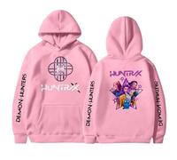 BCFSITNBH KPop Demon Hunters Hoodie Girls Y2k Pullover Huntrix Huntr/X Rumi Mira Zoey Jinu Hip Hop Streetwear Long Sleeve Hooded Sweatshirt for Kids 05-pink 130
