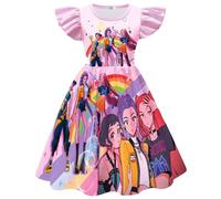 BCFSITNBH KPop Hunters Dress for Girls Summer Anime Cartoon Kpop Singer Rumi Mira Zoey Fancy Printed Party Dress Up for Kids 01-Pink 130