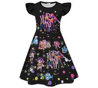BCFSITNBH KPop Hunters Dress for Girls Summer Anime Cartoon Kpop Singer Rumi Mira Zoey Fancy Printed Party Dress Up for Kids 07-Black 150