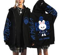 BCFSITNBH Straykids Hoodie Women Zip SKZ Sport Jacket ATE Felix Oversized Fashion Loose Streetwear Y2k Hooded Harajuk Sweatshirt Tops Stray Kids Hoodies 02-Dark Blue M