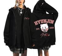 BCFSITNBH Straykids Jacket Women Y2k Hoodies Stray Kids Merch FELIX CHANGIN LEE KNOE HYUNJIN HAN I.N SEUNGMIN E-Girl Oversized Harajuku Hooded Sweatshirts Full Zipper Hoodie 01-Light pink M