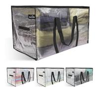 BCHEE 4 Pack, 75cm Long, Extra Large Storage Bag, Heavy Duty, Strong Wrap Around Handles, Dual Zips, Water Resistant, Duvet & Clothes Packing Bag, Moving Bag, Jumbo Storage, UK Business (Clear 4 Pack)