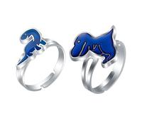 BCHKO 2 Pieces Mood Dinosaur Rings Set Adjustable Funny Jewelry Party Game Rings Emotion Feeling Temperature Animal Finger Ring Birthday Gift (Color Changing)