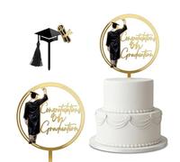 BCHMN Set of 2 Graduation Cake Decorations - Elegant Golden Graduate & Black Graduate Hat - Cake Figure for Graduation, Graduation, Bachelor, Master & Promotion for Men (Men)