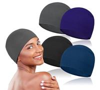 BCHRTOIP 4 Pieces Soft Chemo Headwear for Women, Lightweight Hair Cap for Sleep Chemo Caps Sleeping Cap for Chemo Hair Loss, Black+grey+blue+navy, One Size