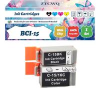 BCI-15 Ink Cartridges Compatible for Canon Pixus 50I Pixus 80I Pixma IP-95 Printers, with Chip, High Yield 400 Pages, High-Definition Printing (1 Set)