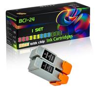 BCI-24 Compatible for Canon Ink Cartridges with Chip S200 S200x S300 S330 SmartBase 3605 MP200 MP360 Printers (1 Set)