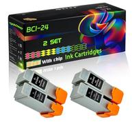 BCI-24 Compatible for Canon Ink Cartridges with Chip SmartBase MP370 MP370 MP390 MP390 MPC190 Printers (2 Set)