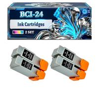BCI-24 Ink Cartridges Compatible for Canon S200 S300 S200x S330 SmartBase 3605 MP200 MP360 MP360 Printers, With Chip Large Capacity 500 Pages (2 Set)