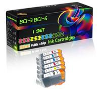 BCI-3 BCI-6 Compatible for Canon Ink Cartridges with Chip S800 S820 S8200 S820d S830 S830d S900 S9000 BJ-S700 Bubble Jet i560 MultiPass F60 F80 Pixma iP3000 Printers (1 Set)