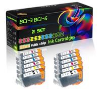 BCI-3 BCI-6 Compatible for Canon Ink Cartridges with Chip S800 S820 S8200 S820d S830 S830d S900 S9000 BJ-S700 Bubble Jet i560 MultiPass F60 F80 Pixma iP3000 Printers (2 Set)