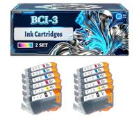BCI-3 Ink Cartridges Compatible for Canon i560 i560X i860 i865 PIXMA iP3000 iP4000 Printers, With Chip Large Capacity 500 Pages (2 Set)
