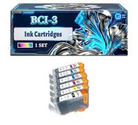 BCI-3 Ink Cartridges Compatible for Canon i560 i560X i860 i865 PIXMA iP3000 iP4000 Printers, With Chip Large Capacity 500 Pages (1 Set)