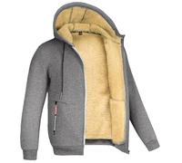Bciopll Men Sweatshirt Coat Front Pockets Warm Zipper Lamb Wool Jacket Winter Cardigan Hoodie Lightgray91 XXL