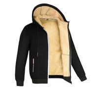 Bciopll Men's Winter Fleece Thicken Hooded Jackets Long Sleeve Coat Casual Zip Up Hoodies Streetwear Black2 M