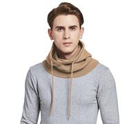 Bciopll Unisex Cashmere Knit Hooded Hat Women Winter Neck Cover Balaclava Men Ear Face Protect Warm Woollen Caps 9Light Khaki Elastic