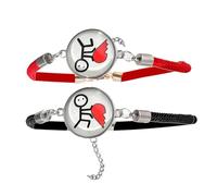 BCIOUS 1 Pair Glowing Couple Bracelets Adjustable Leather Braided Rope for Dating Night and Parties Unisex Bracelets