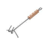 BCIOUS Oven Lid Lifter Stainless Steel Double Hook Wooden Handle Tool Anti-rust for Camping Hiking Dutch and Stand