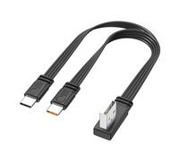 BCIOUS Thin Silicone USB to Type C Splitter Cable with 480Mbps Transfer and 66W Quick Charging for Compact Spaces Flat Silicone Usb to Double Type C Cable Angled for Fast Charging and Data Transfer