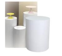 BCJMKDX Acrylic Display Case, Round Display Pedestal Stand,Event Decor Display Platform Base,Photography Studio Round Countertops, Display Platform for Wedding(White,40x70cm/15.7x27.5in)