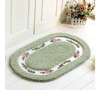 BCJMKDX bath mat, Bathroom Mat Light Green Accessory Non Slip,Large Absorbent Rug,Durable Soft Door,Fluffy Microfiber Bath Matt