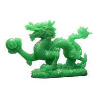 BCJMKDX Feng Shui Ornament, Green Dragon Statue Chinese Feng Shui Zodiac New Year Figurine Ornament Resin Sculpture for Wealth & Success(3.9x0.8x2.4in)