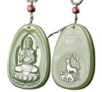 BCJMKDX Fox Necklace Chinese Zodiac Jade Pendant Amulet Statue of Buddha Bodhisattva Patron Saint Necklace Men Women(Dogs)