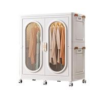 BCJMKDX Garment hanging rail, Armoire with Shelves Wardrobe Closet with Doors Magnetic Function, Silent Wheels Fully Enclosed PP Material(85 * 53 * 99cm)