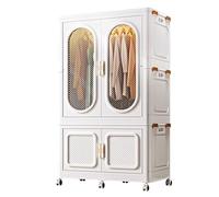 BCJMKDX Garment hanging rail, Armoire with Shelves Wardrobe Closet with Doors Magnetic Function, Silent Wheels Fully Enclosed PP Material(85 * 53 * 144cm)