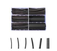 BCJMKDX Heat-shrink tubing, 154 PCS/Set 2:1 Black Heat Shrink Tubing Polyolefin Tube, Car Cable Sleeving Shrinkable Wire Wrap Kit