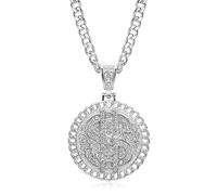 BCJMKDX Necklaces. Mansa Musa Gold Culture Hip Hop Necklace, Stainless Steel Iced Out Dollar Sign Pendant, Cuban Link Chain(Silver)