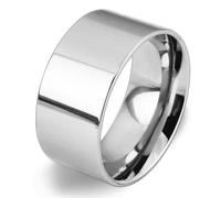 BCJMKDX Rings, 10mm Wide Stainless Steel Ring Simple Stylish Style Rose Big Band Polished Flat Top For Men Women(Silver,W)