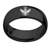 BCJMKDX Rings, 33rd Degree Scottish Rite Masonic Domed Titanium Steel Ring Double Headed Eagle Crown(Black,Y)