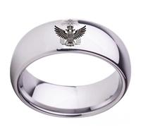 BCJMKDX Rings, 33rd Degree Scottish Rite Masonic Domed Titanium Steel Ring Double Headed Eagle Crown(Silver,O)