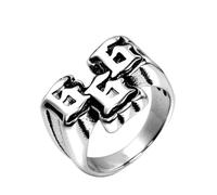 BCJMKDX Rings, Antichrist 666 Ring - The Mark of the Beast, Titanium Steel Hip Hop Punk Accessory for Men(Silver,U)