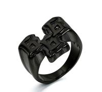 BCJMKDX Rings, Antichrist 666 Ring - The Mark of the Beast, Titanium Steel Hip Hop Punk Accessory for Men(Black,W)