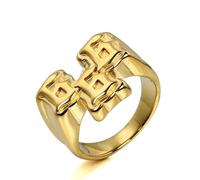 BCJMKDX Rings, Antichrist 666 Ring - The Mark of the Beast, Titanium Steel Hip Hop Punk Accessory for Men(Gold,O)