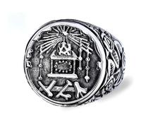 BCJMKDX Rings, High Degree Masonic Royal Arch & Rosicrucian Symbol Signet Ring Holy of Holies Crown Altar Vintage Occult(O)