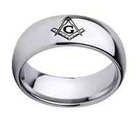 BCJMKDX Rings, Masonic Master Mason Domed Ring - Titanium Steel Lightweight Wedding Band Freemason Symbol for Men Women(S)
