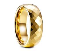 BCJMKDX Rings, Men’s 8mm Diamond-Cut Tungsten Carbide Ring Wide Duty Band, Hypoallergenic Wedding/Everyday Jewellery(Gold,W)