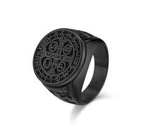 BCJMKDX Rings, Steel Ring for Men & Women Gothic Religious Jewellery with CSPB Symbol Antique Finish Size 6-15(U)