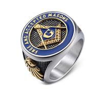 BCJMKDX Rings, Titanium Steel Compass Square G & Free Accepted Masons Jewellery(S)