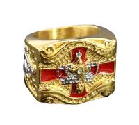 BCJMKDX Rings, York Rite Masonic Knights Templar Ring - Titanium Steel Crown & Cross Gold Tone Jewellery for Unisex(Z+1)