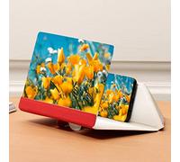 BCJMKDX Screen Magnifier, 12", Phone Projector with Stand, Smartphone Amplifier Enlarger for Mobile Movie Video(Red)