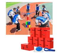 BCJMKDX Team-building games, IEOWY Team Building Block Tower Games, Group Outdoor Activities Fun Competition Games, Promoting Friendly Communication(Red,8PCS)