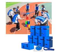 BCJMKDX Team-building games, IEOWY Team Building Block Tower Games, Group Outdoor Activities Fun Competition Games, Promoting Friendly Communication(Blue,8PCS)