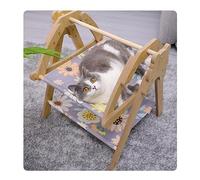 BCJMKDX Wooden cat bed, Dog Bed Cat Swing Chair Hammock,Pet Hammock with Cotton and linen mat, Suitable Small Dog & Cats Indoors & Outdoors(B)