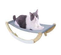 BCJMKDX Wooden cat bed, Solid Wood Stand and Comfortable Linen Mat - Cat Furniture Gift for Your Small to Medium Size Cat and Dog(Gray 1)